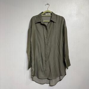 Impressions Green Button Down Shirt Sz M